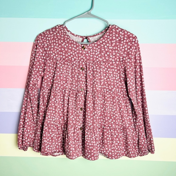 Girls floral long sleeve flowy blouse, light weight, large - Picture 2 of 4